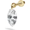 Maria Tash Floating Marquise Diamond Single Charm Threaded Stud Earring In Yellow Gold