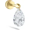 Maria Tash Floating Pear Diamond Charm Single Threaded Stud Earring In Gold