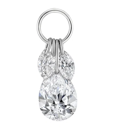 Maria Tash Floating Pear Diamond Plume Charm In White