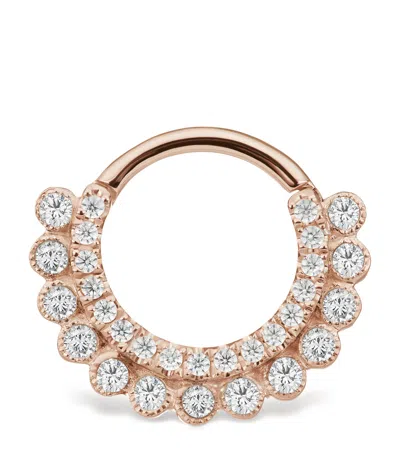 Maria Tash Gold Invisible Diamond Apsara Hoop Earring In Rose Gold