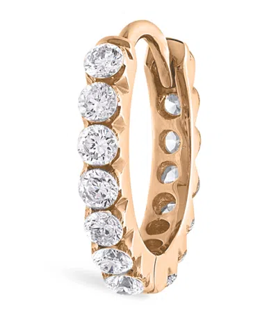 Maria Tash Gold Invisible Set Diamond Eternity Hoop Earring In Rose Gold