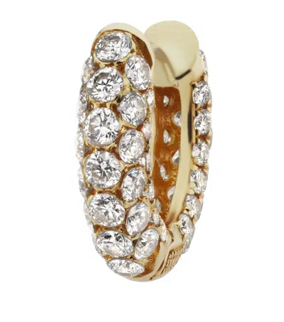 Maria Tash Gold Invisible Set Diamond Three Row Pavé Hoop Earring