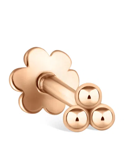 MARIA TASH GOLD THREE BALL TRINITY THREADED STUD EARRING