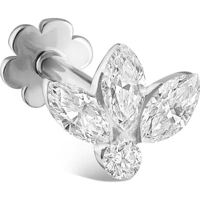 Maria Tash Invisible Diamond Lotus Threaded Stud Earring In Metallic