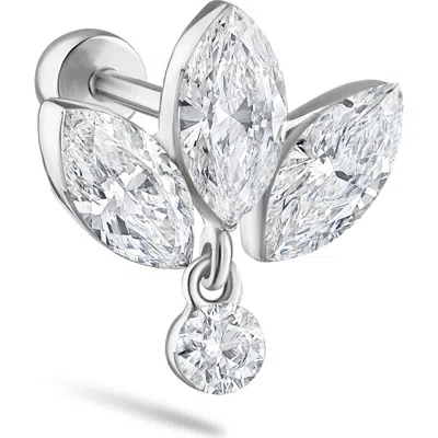 Maria Tash Invisible Diamond Lotus With Dangle Singled Threaded Stud Earring In White