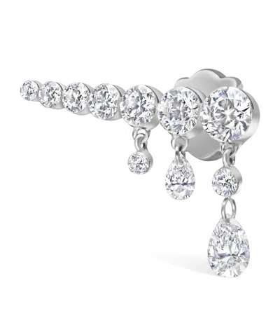 Maria Tash Invisible Set Diamond Crescendo Bar Threaded Stud Earring Right In White