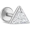Maria Tash Invisible Set Triangle Diamond Single Threaded Stud Earring In Metallic