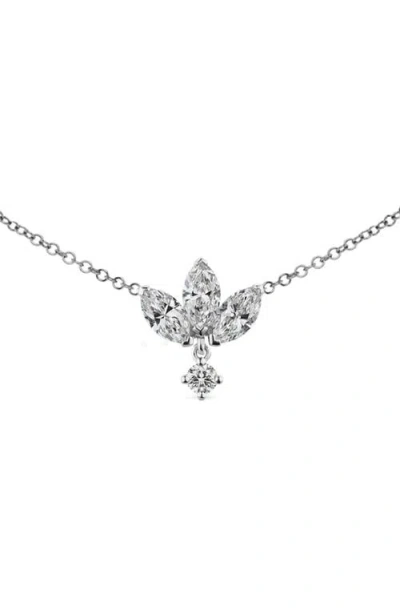 Maria Tash Large Engraved Diamond Lotus Pendant Necklace In Metallic