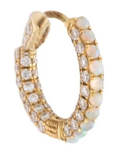 Pre-owned Maria Tash Opal And Diamond Pavé Single Hoop Earring In Multicolor