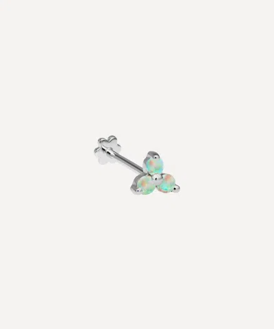 Maria Tash Opal Trinity Threaded Stud Earring In White, Gold