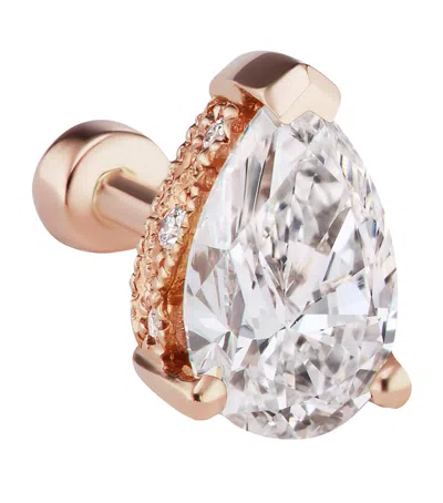 Maria Tash Pear Diamond Threaded Stud Earring In Gold