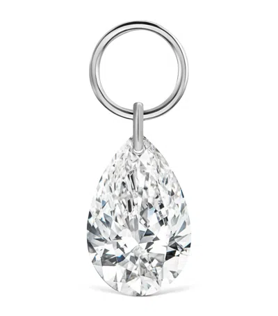 Maria Tash Pear Floating Diamond Charm In White