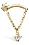 Maria Tash Prong Set Diamond Drape Threaded Single Stud Earring In Yellow Gold
