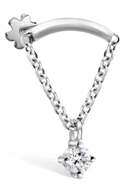 Maria Tash Prong Set Diamond Drape Threaded Single Stud Earring