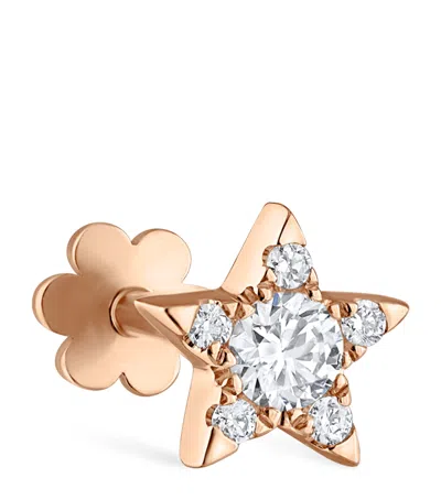 Maria Tash Rose Gold Diamond Star Threaded Stud Earring