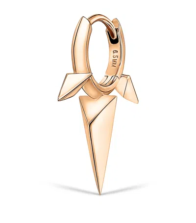 Maria Tash Rose Gold Faceted Triple Long Spike Hoop Earring