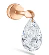 Maria Tash Rose Gold Floating Pear Diamond Charm Threaded Stud Earring In Rose Gold