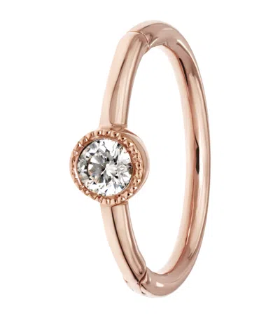 Maria Tash Rose Gold Scalloped Diamond Hoop Earring