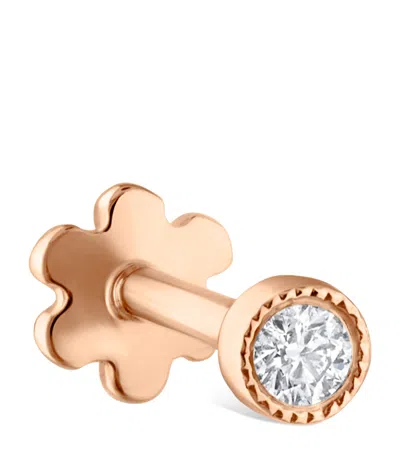Maria Tash Scalloped Set Diamond Threaded Single Stud Earring In Rose Gold