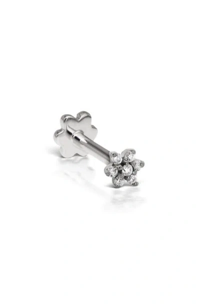 Maria Tash Single Diamond Flower Stud Earring In White