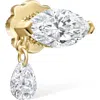 Maria Tash Single Teardrop Marquise Diamond Threaded Single Stud Earring In Gold