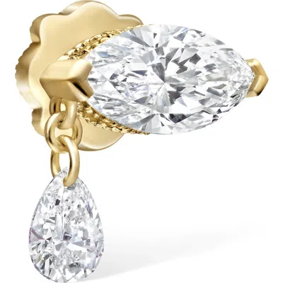 Maria Tash Single Teardrop Marquise Diamond Threaded Single Stud Earring In Gold
