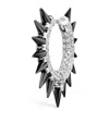 Maria Tash 18ct White Gold Black Moissanite Mohawk And Diamond 8mm Hoop Earring In White