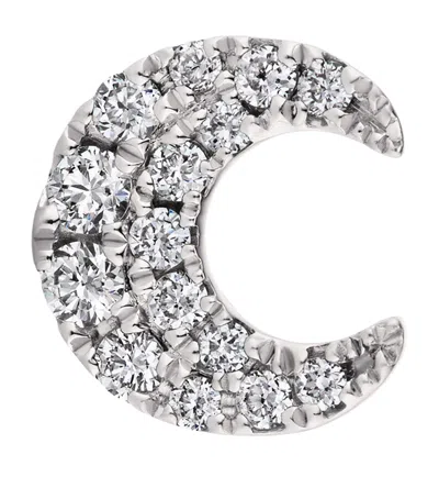 Maria Tash White Gold Diamond Moon Threaded Stud Earring