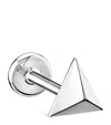 Maria Tash White Gold Faceted Triangle Threaded Stud Earring In White