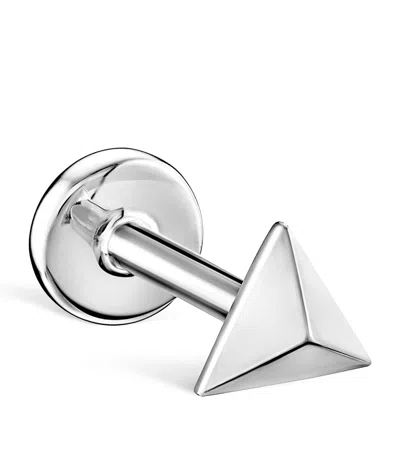 Maria Tash White Gold Faceted Triangle Threaded Stud Earring