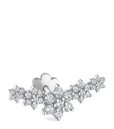 Maria Tash White Gold Five Flower Garland Diamond Threaded Stud Earring