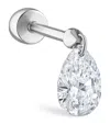 Maria Tash White Gold Floating Pear Diamond Charm Threaded Stud Earring In White