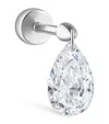 Maria Tash White Gold Floating Pear Diamond Charm Threaded Stud Earring In White