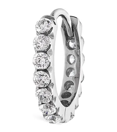 Maria Tash White Gold Invisible Set Diamond Eternity Hoop Earring In Metallic