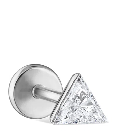 Maria Tash White Gold Invisible Set Triangle Diamond Threaded Stud Earring