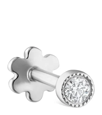 Maria Tash White Gold Scalloped Set Diamond Threaded Stud Earring