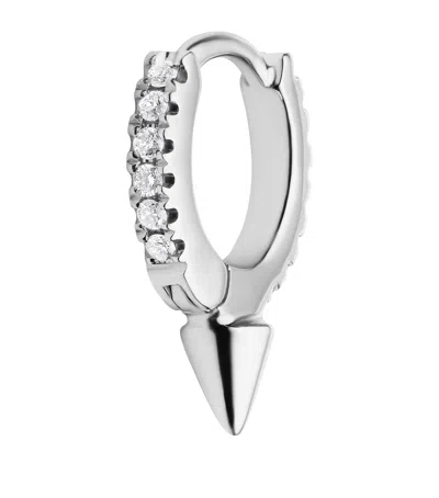 Maria Tash White Gold Single Short Spike Diamond Eternity Hoop Earring