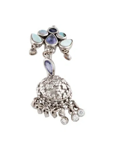 Pre-owned Maria Tash X Venus 14k Opal, Tanzanite & Diamond Navel Ring In Multicolor