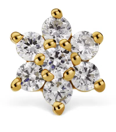 Maria Tash Yellow Gold And Diamond Flower Threaded Stud Earring