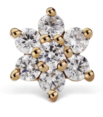 Maria Tash Yellow Gold Diamond Flower Threaded Stud Earring