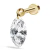 MARIA TASH YELLOW GOLD FLOATING MARQUISE DIAMOND CHARM THREADED STUD EARRING
