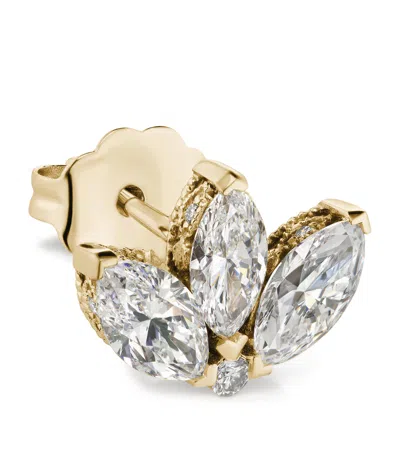 Maria Tash Yellow Gold Invisible Diamond Lotus Threaded Stud Earring