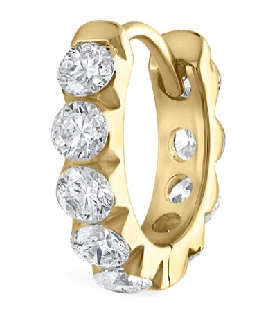 Maria Tash Yellow Gold Invisible Set Large Diamond Eternity Hoop Earring