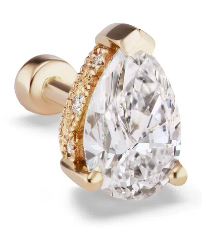 Maria Tash Yellow Gold Pear Diamond Threaded Stud Earring, Diamond Back