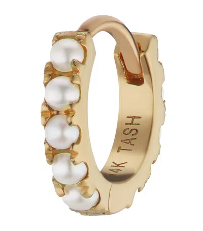 Maria Tash Yellow Gold Pearl Eternity Hoop Earring