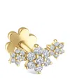 Maria Tash Yellow Gold Three Flower Garland Diamond Threaded Stud Earring In Gold