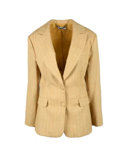 Maria Vittoria Paolillo Mvp Beige Linen Polyester Jacket In Brown