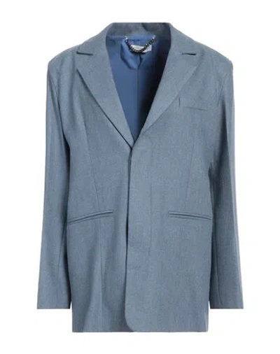 Maria Vittoria Paolillo Mvp Woman Blazer Slate Blue Size 8 Viscose, Wool, Polyester