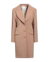 Maria Vittoria Paolillo Mvp Woman Coat Sand Size 8 Polyester, Viscose, Elastane In Beige