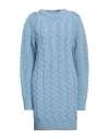 Maria Vittoria Paolillo Mvp Woman Mini Dress Pastel Blue Size 8 Acrylic, Wool, Polyester In Blue